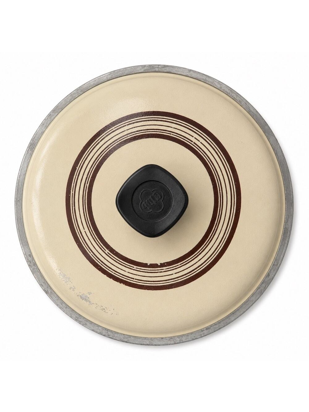 VTG Club Cast Aluminum 8" Replacement Lid Cream Brown Rings Black Knob